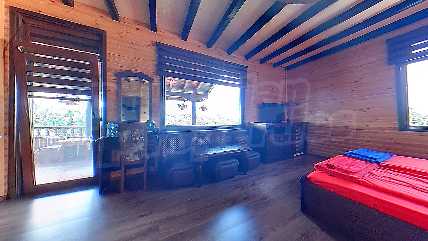 inside, bedroom, balcony, furnished