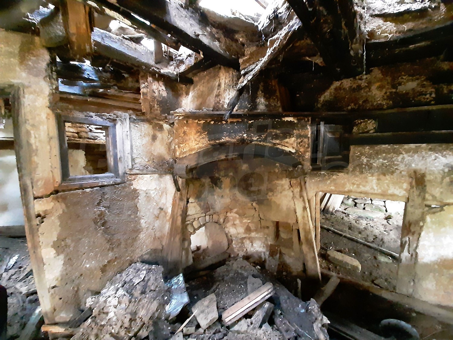 inside, fireplace