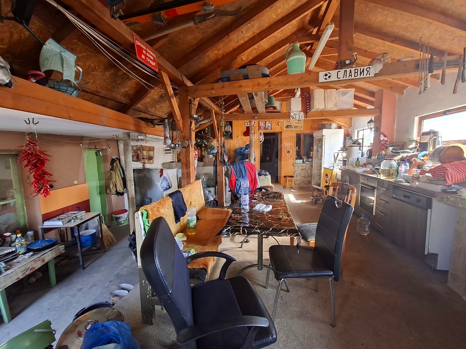 inside, kitchen, living room, furnished