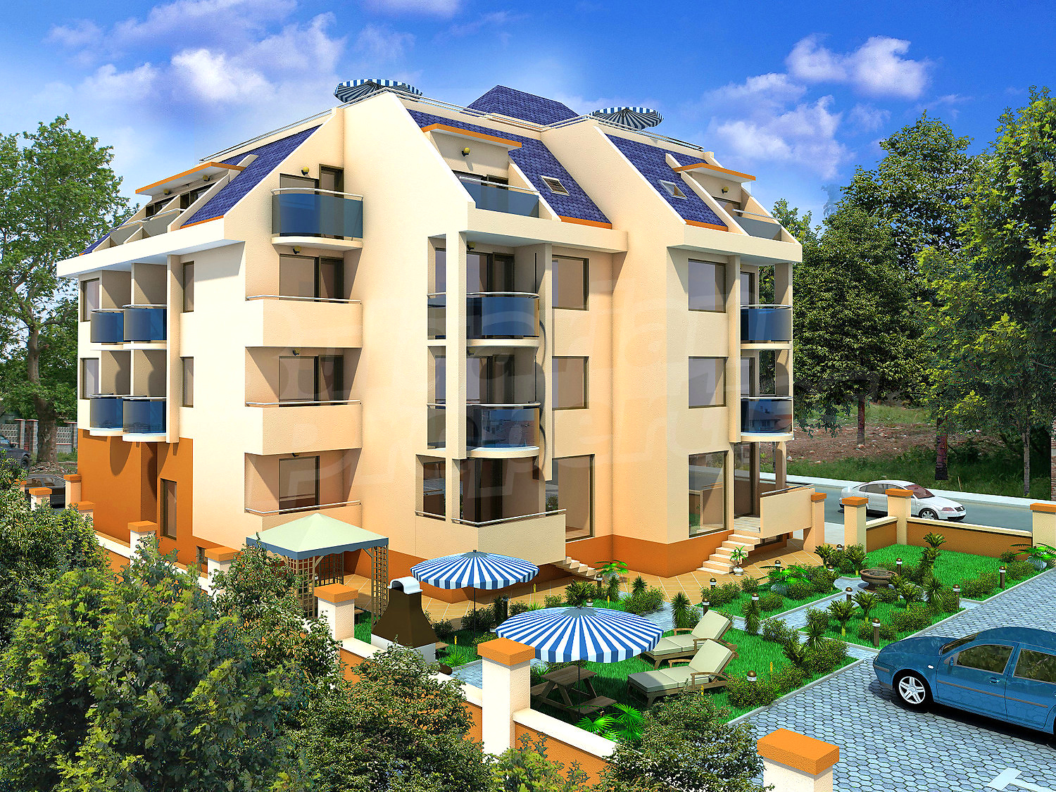 outside, facade, garden, parking