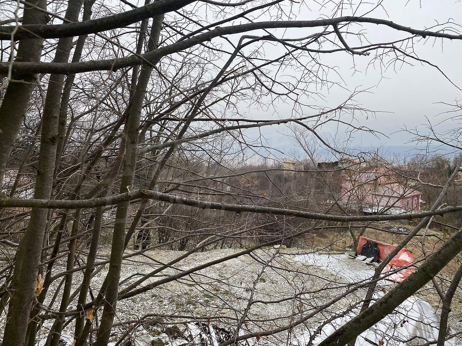outside, view from balcony, mountain, green area