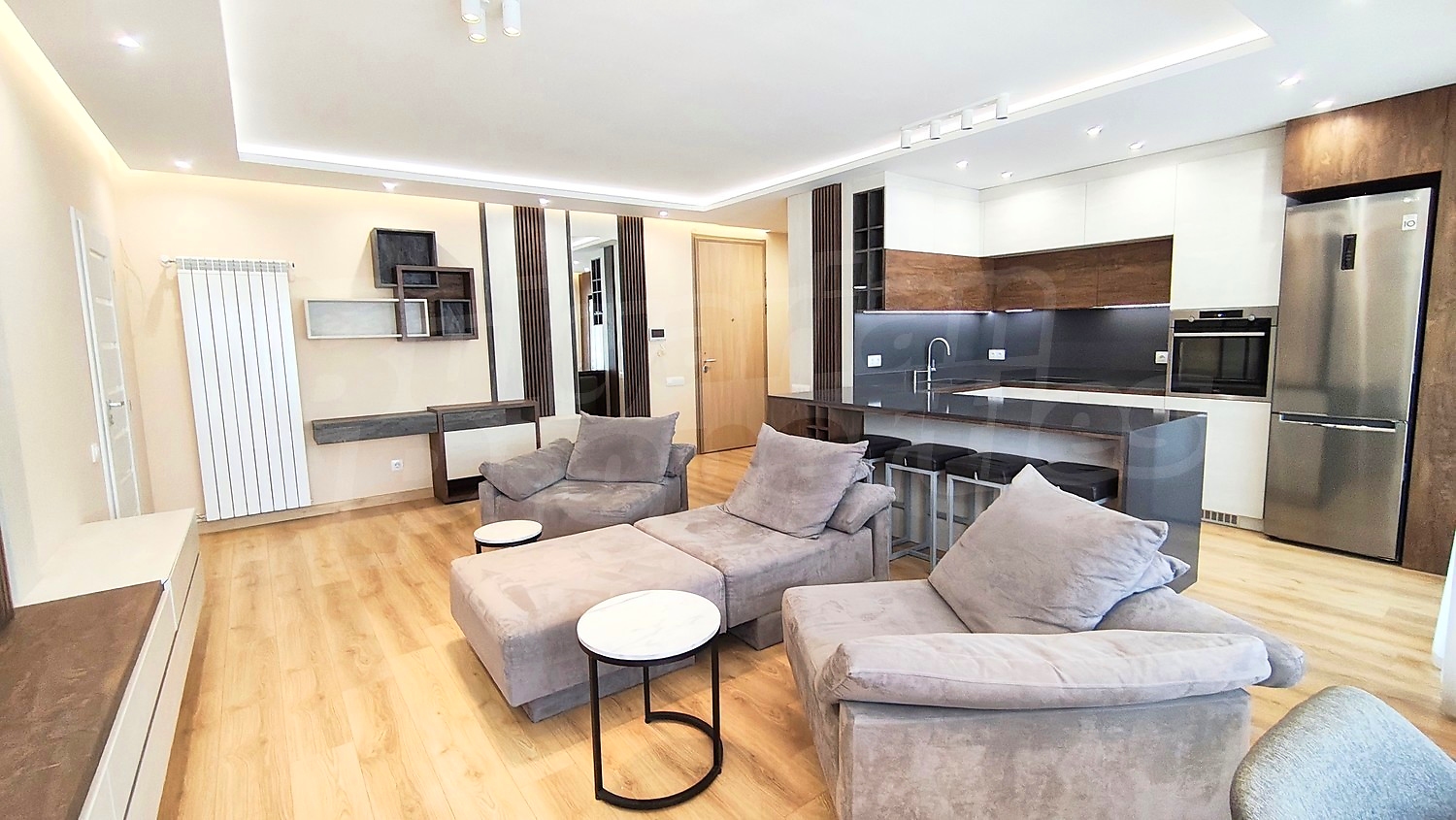 inside, living room, kitchen, furnished