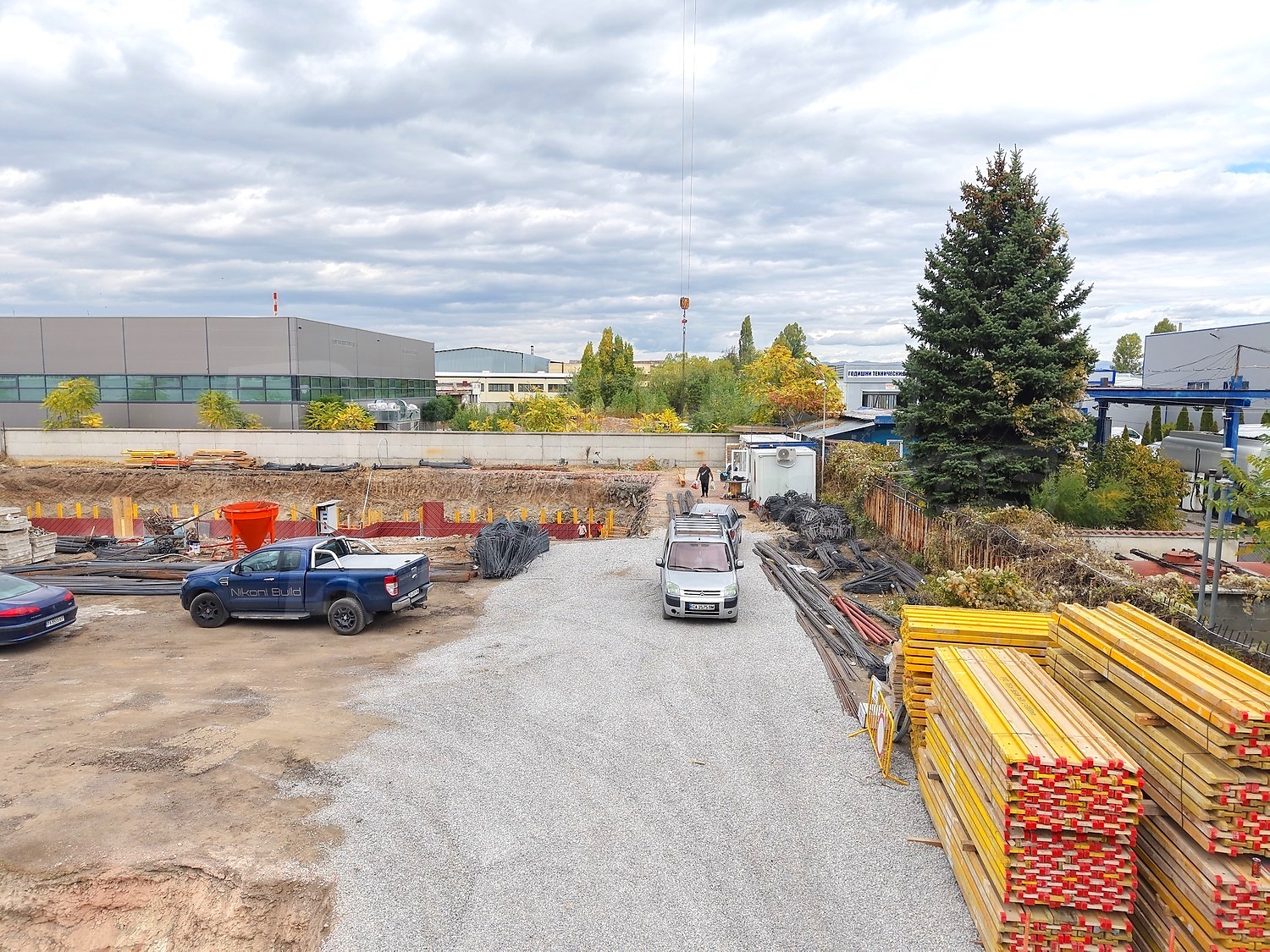 outside, parking, construction