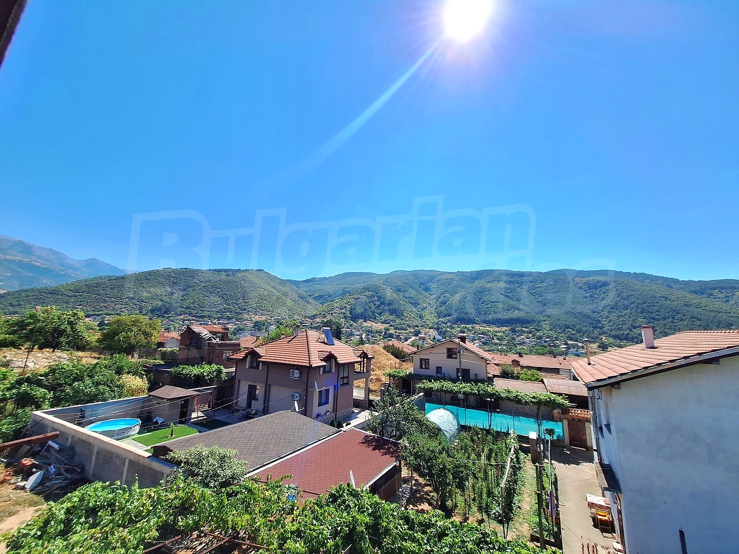 outside, mountain, view from balcony, garden
