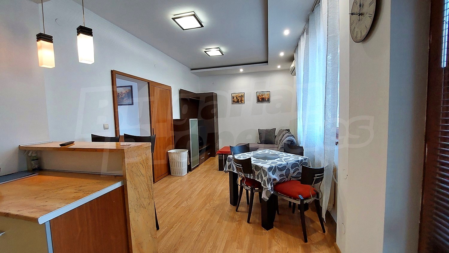 inside, living room, kitchen, furnished