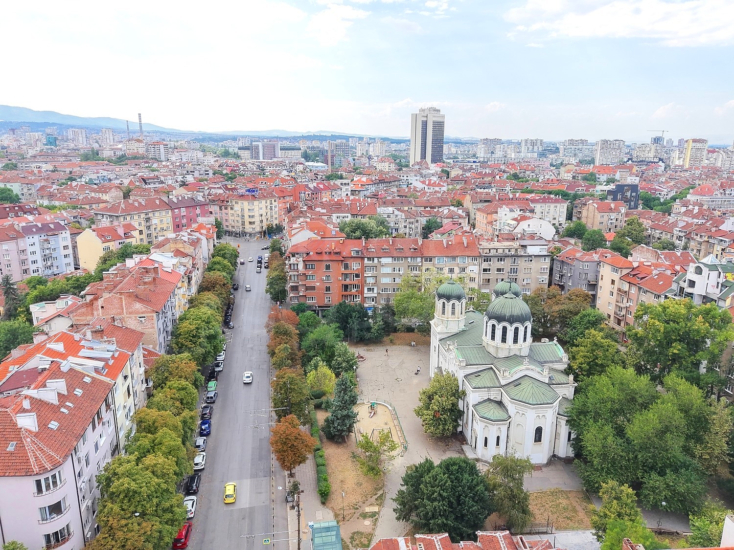 outside, view from balcony, city