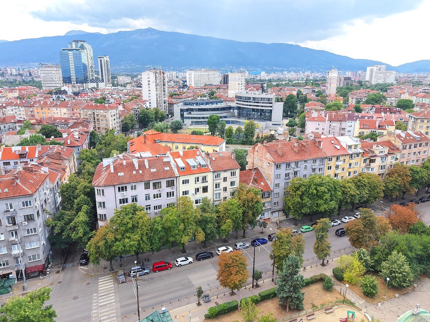 outside, mountain, facade, view from balcony, green area