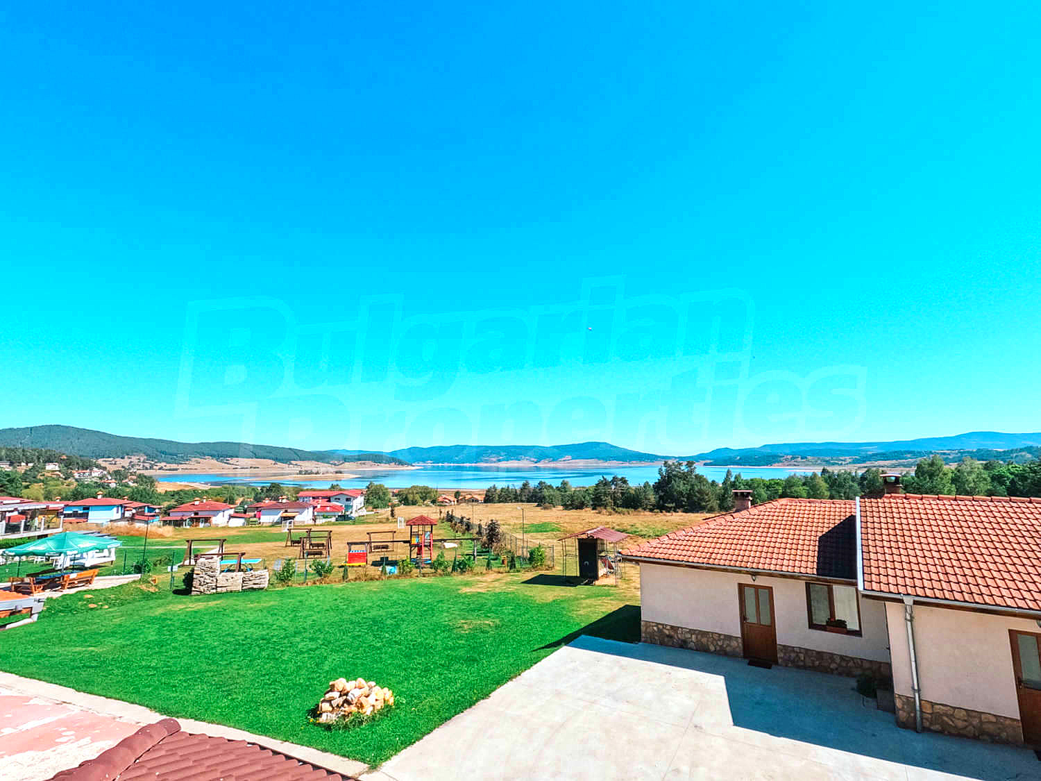 outside, garden, view from balcony, mountain, green area