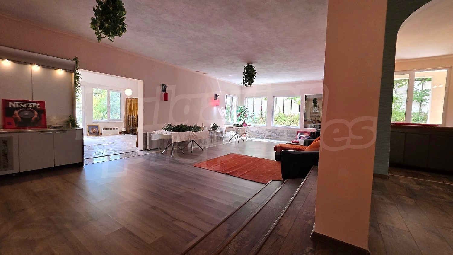 inside, living room, furnished, view from balcony