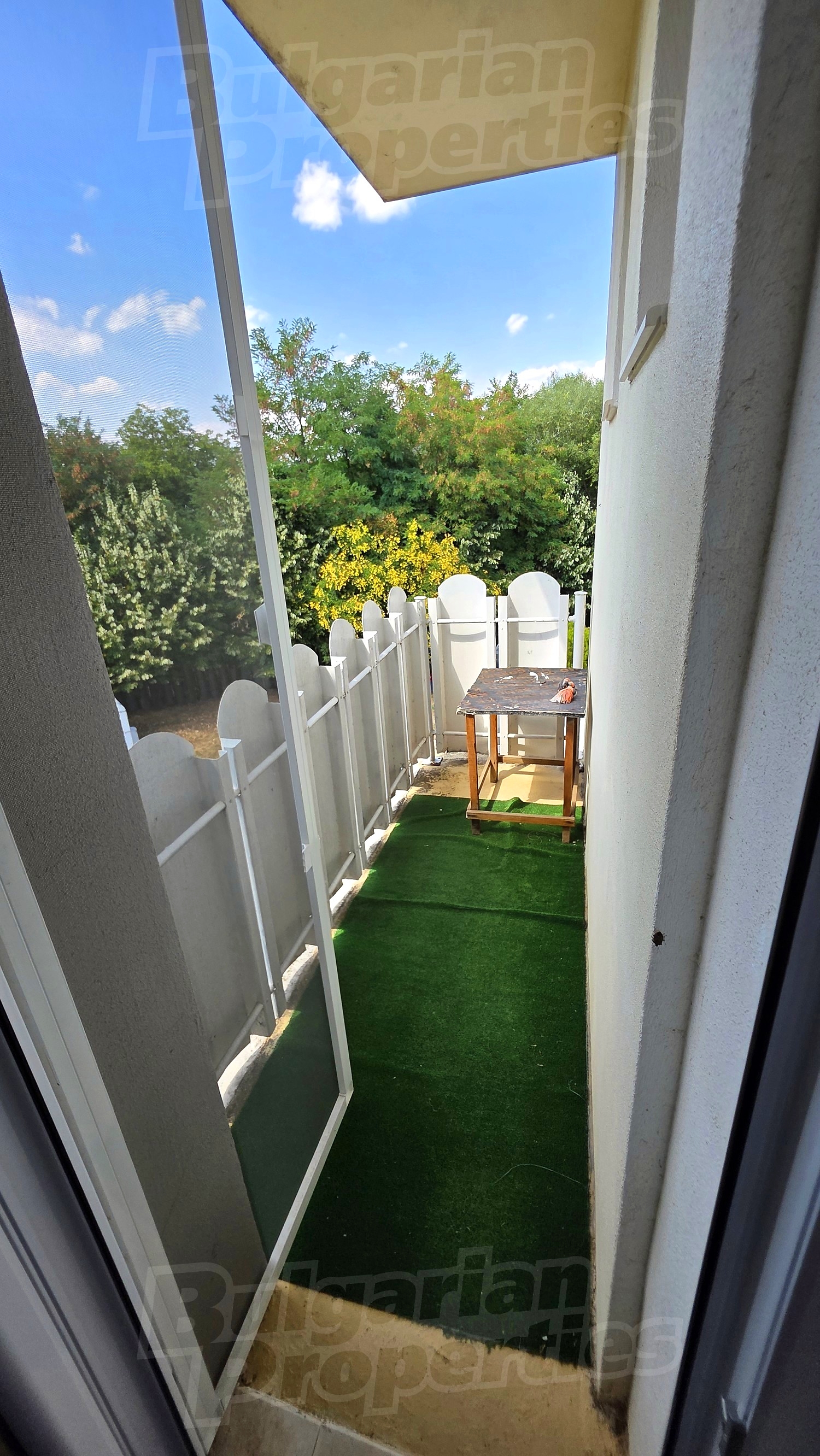 balcony, outside, view from balcony, green area