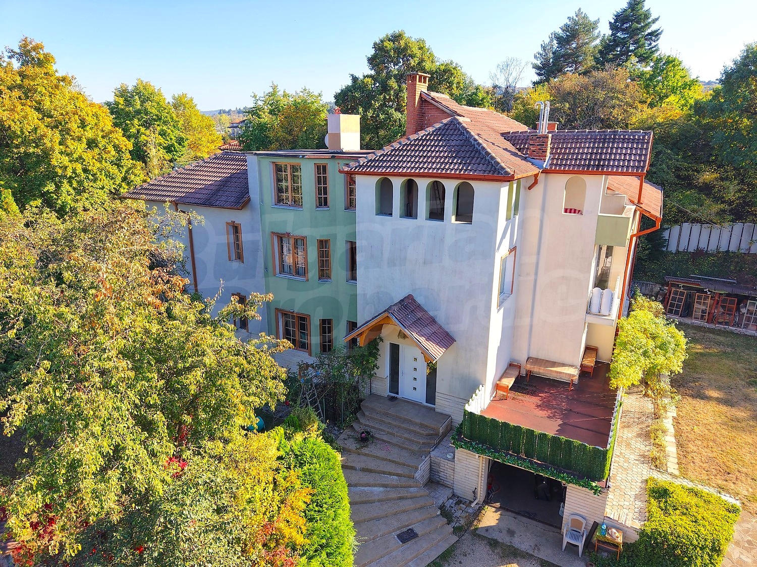 facade, garden, outside, green area