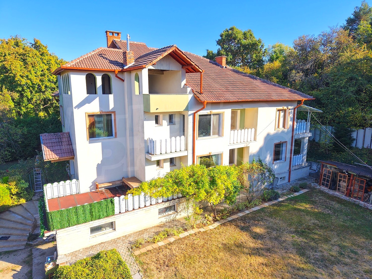 facade, garden, outside, green area
