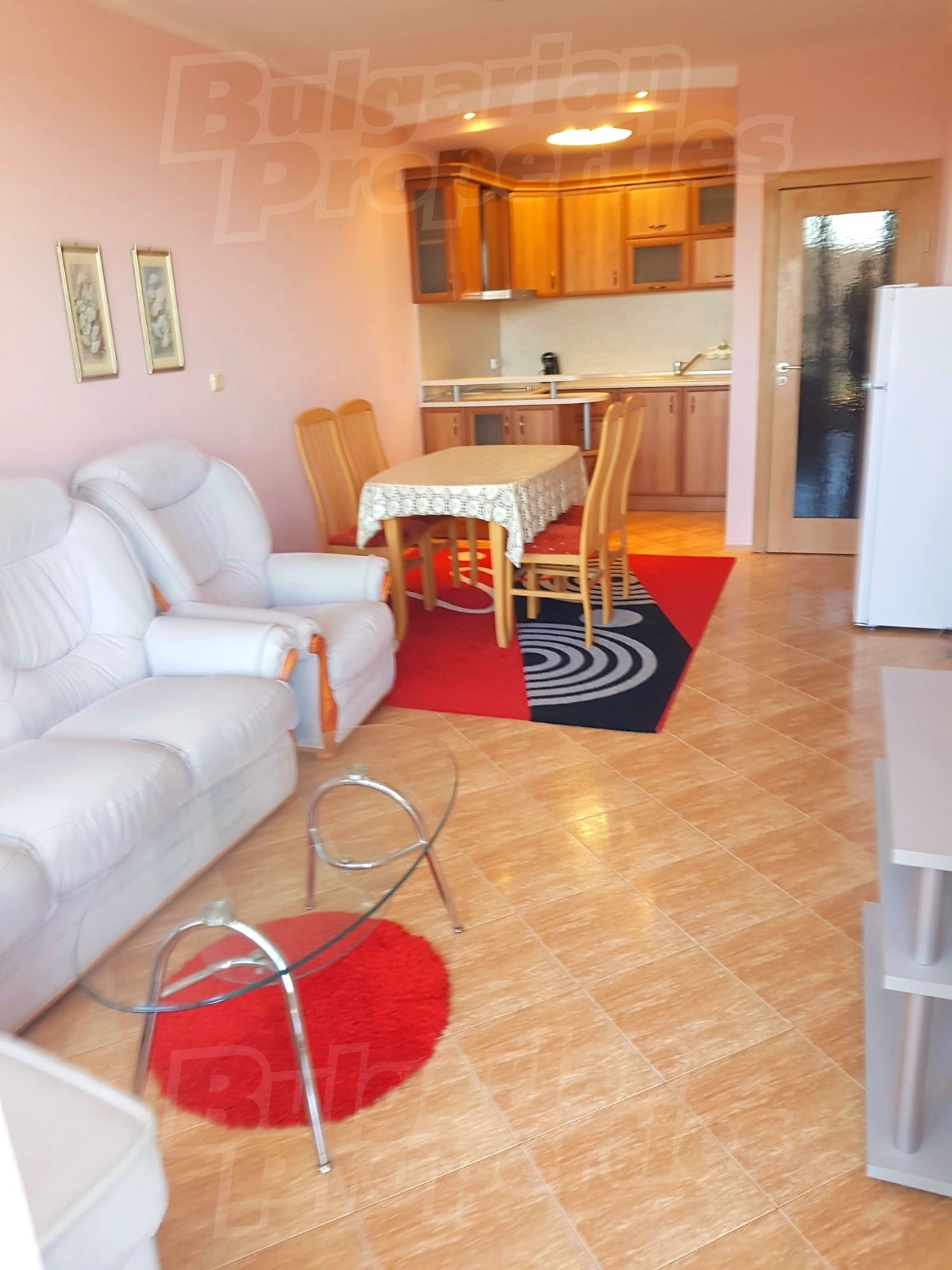 inside, kitchen, living room, furnished