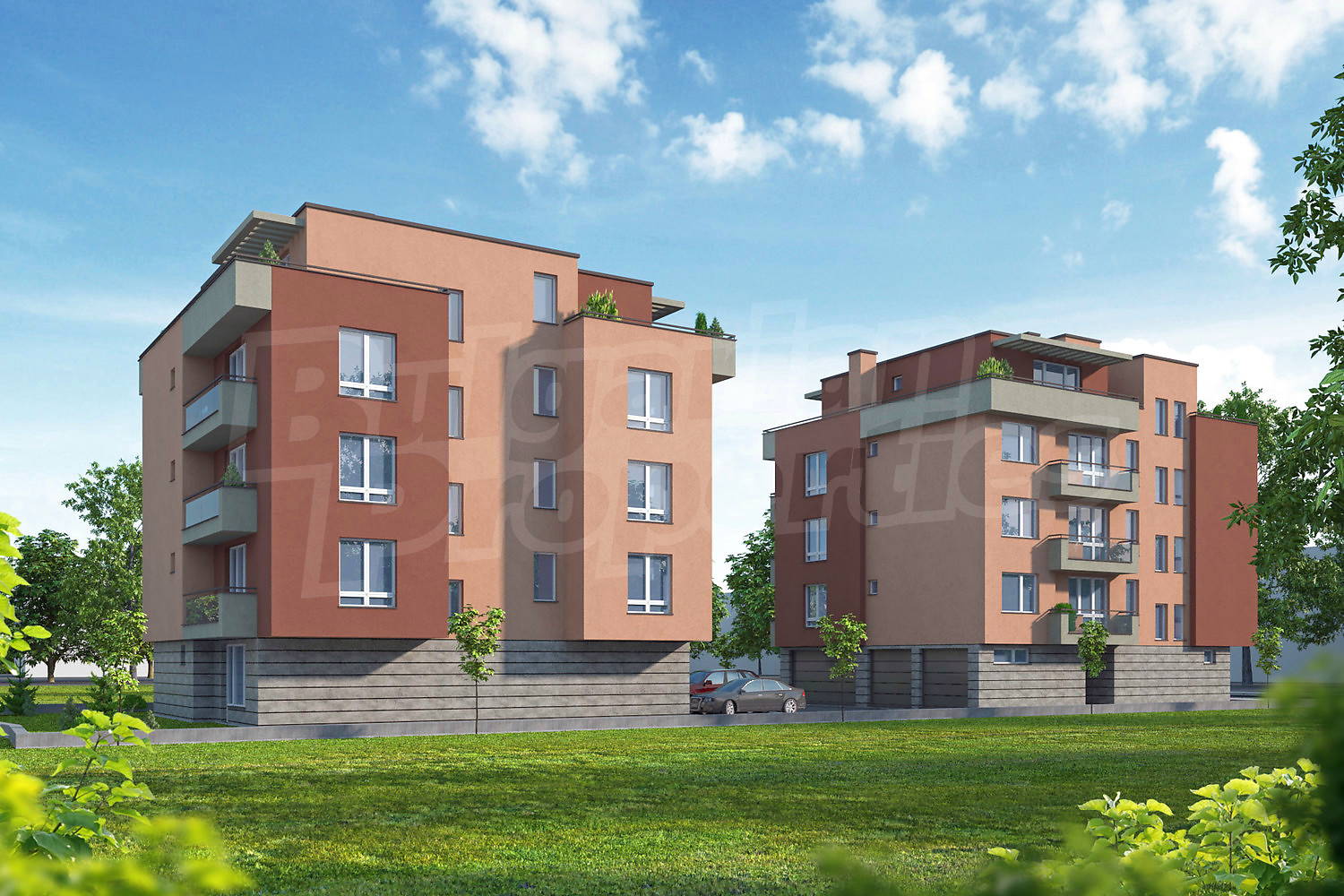 outside, facade, green area