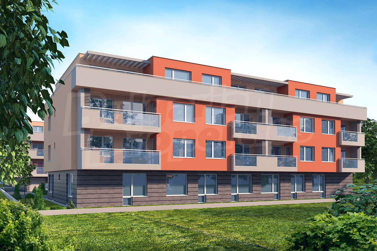 facade, green area, outside