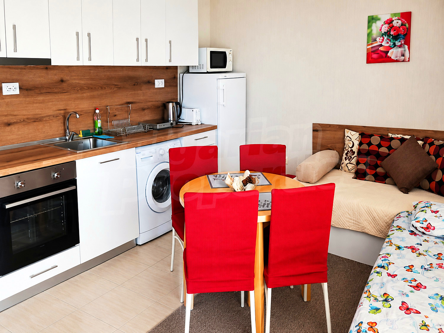 inside, kitchen, furnished