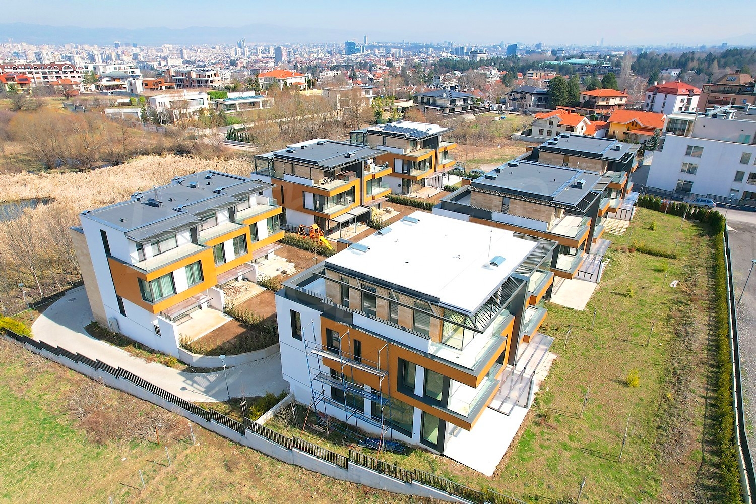 outside, facade, green area