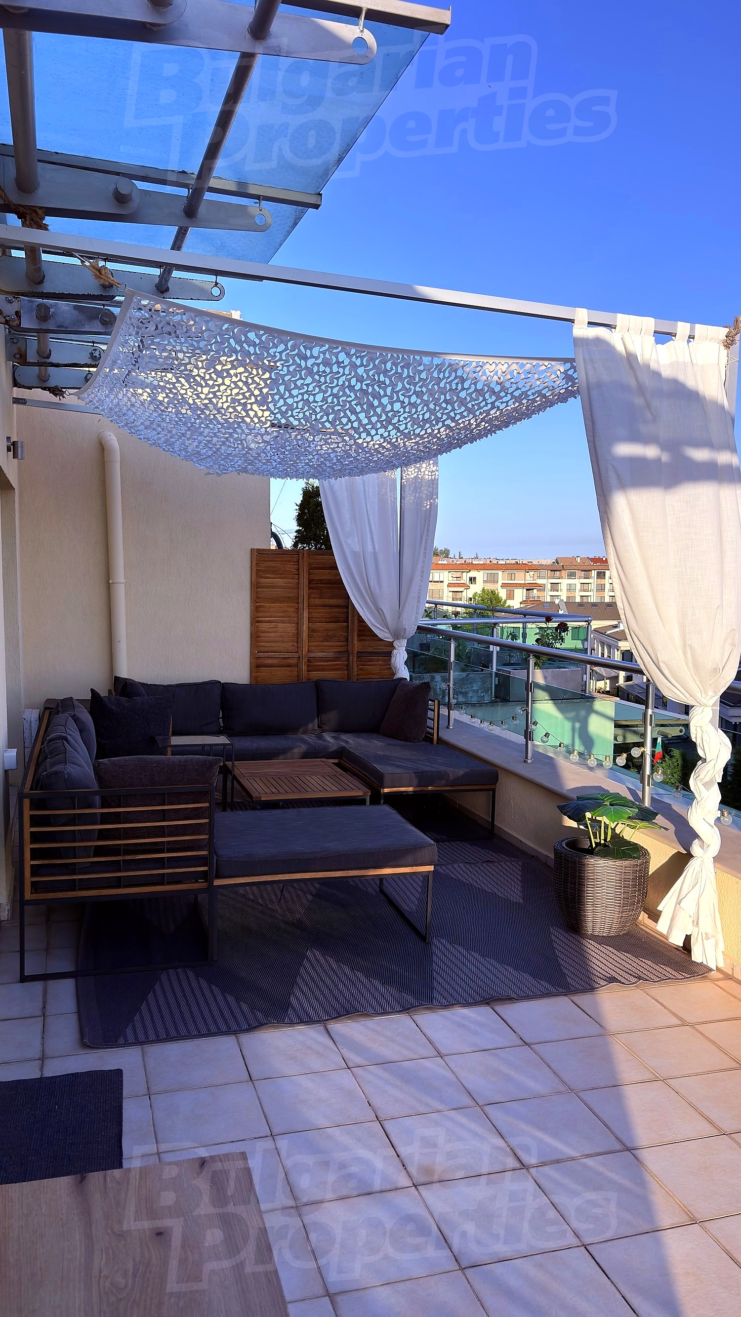 balcony, outside, view from balcony, furnished