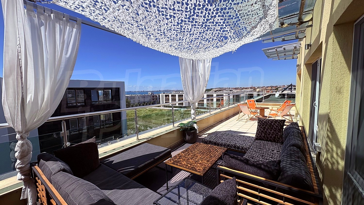balcony, view from balcony, furnished, outside