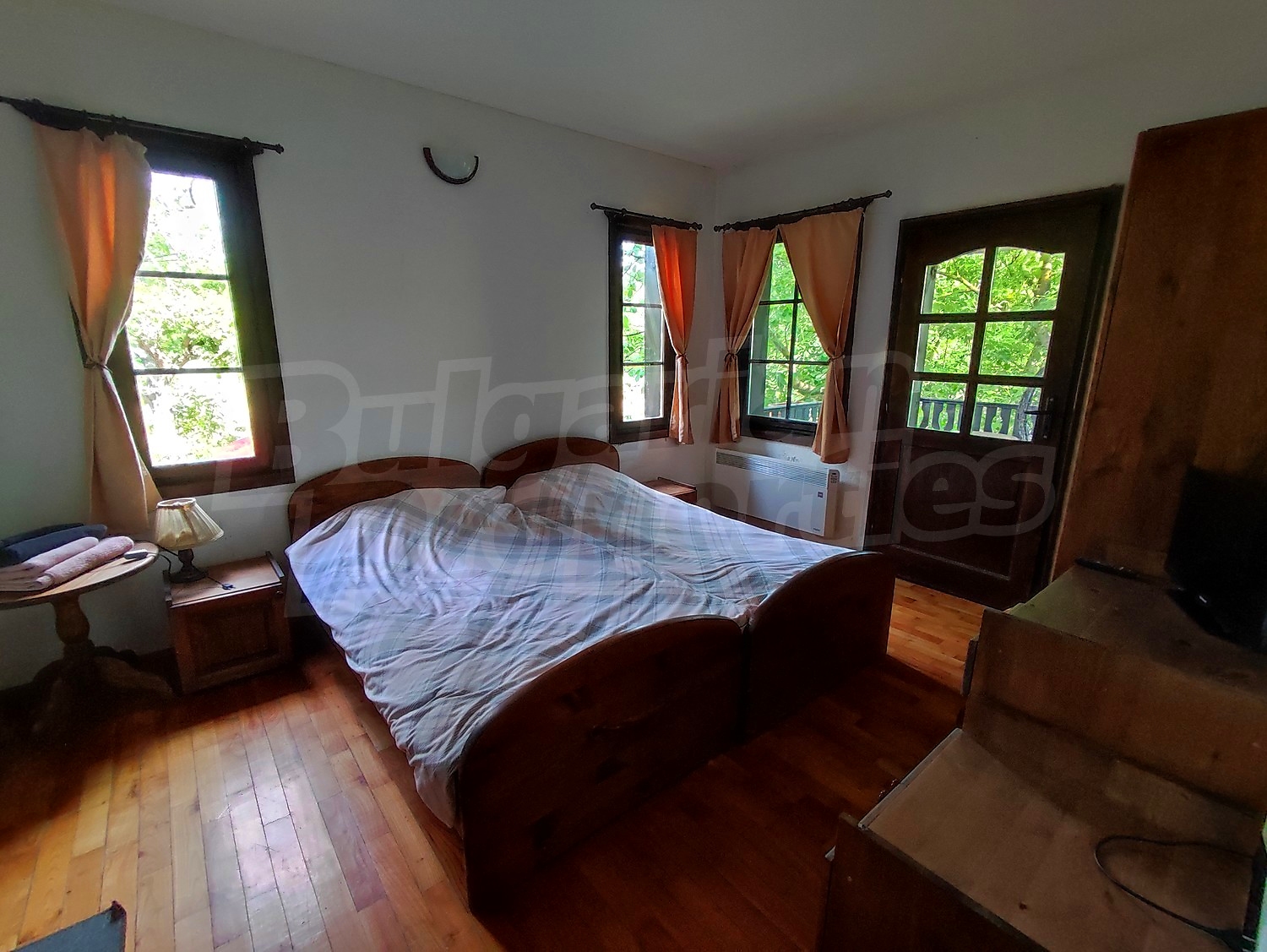 inside, bedroom, view from balcony