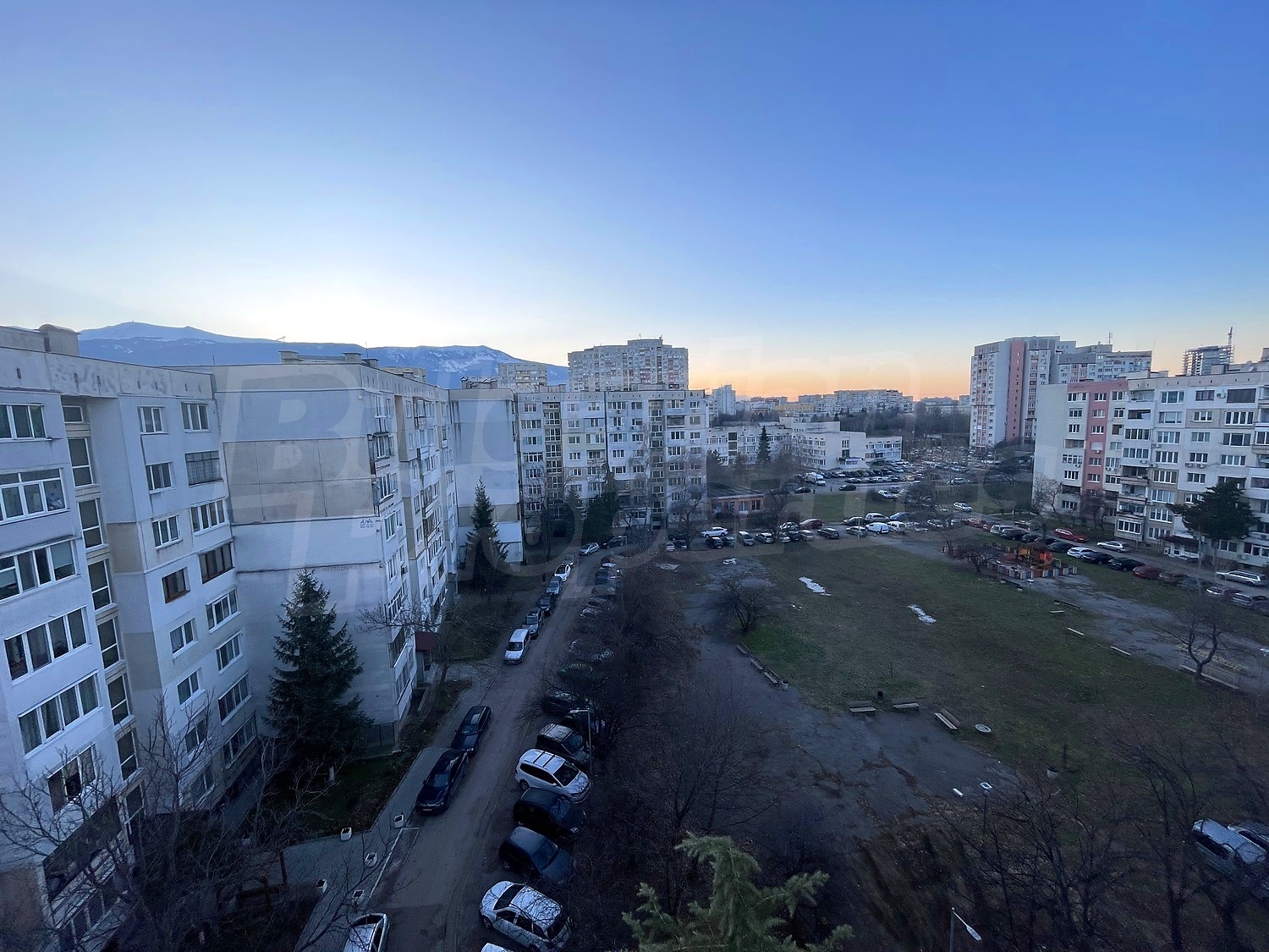 outside, facade, parking, mountain, green area