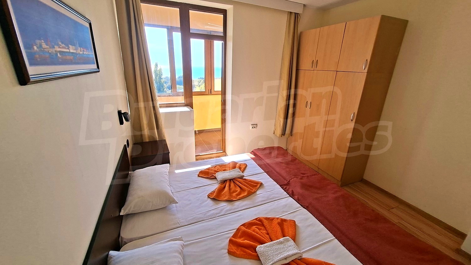 inside, bedroom, balcony, view from balcony