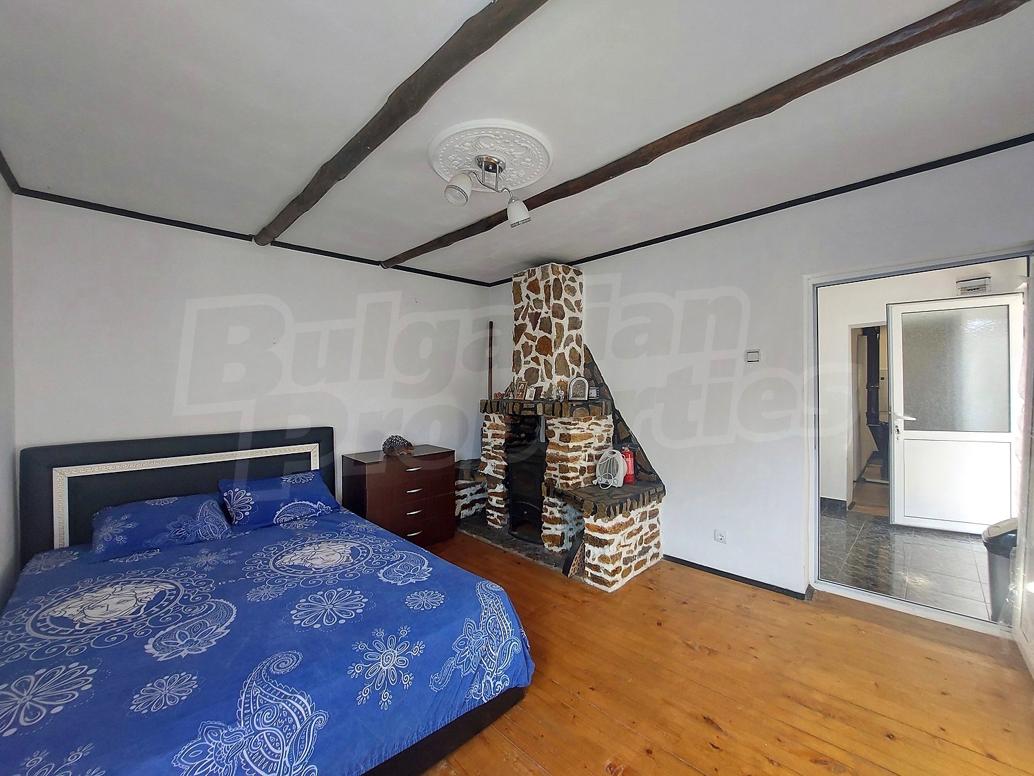 inside, bedroom, fireplace