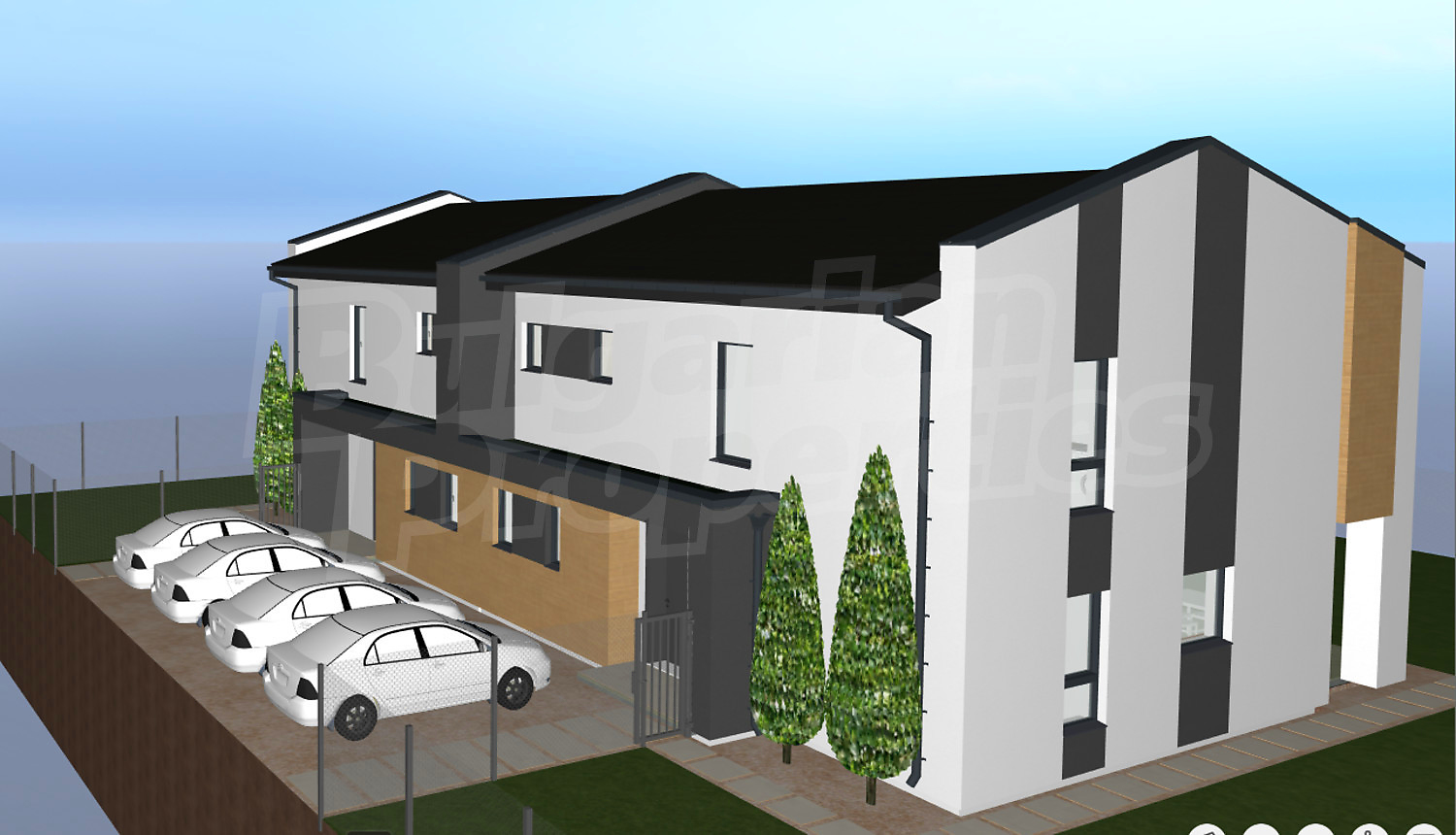 outside, facade, parking, green area