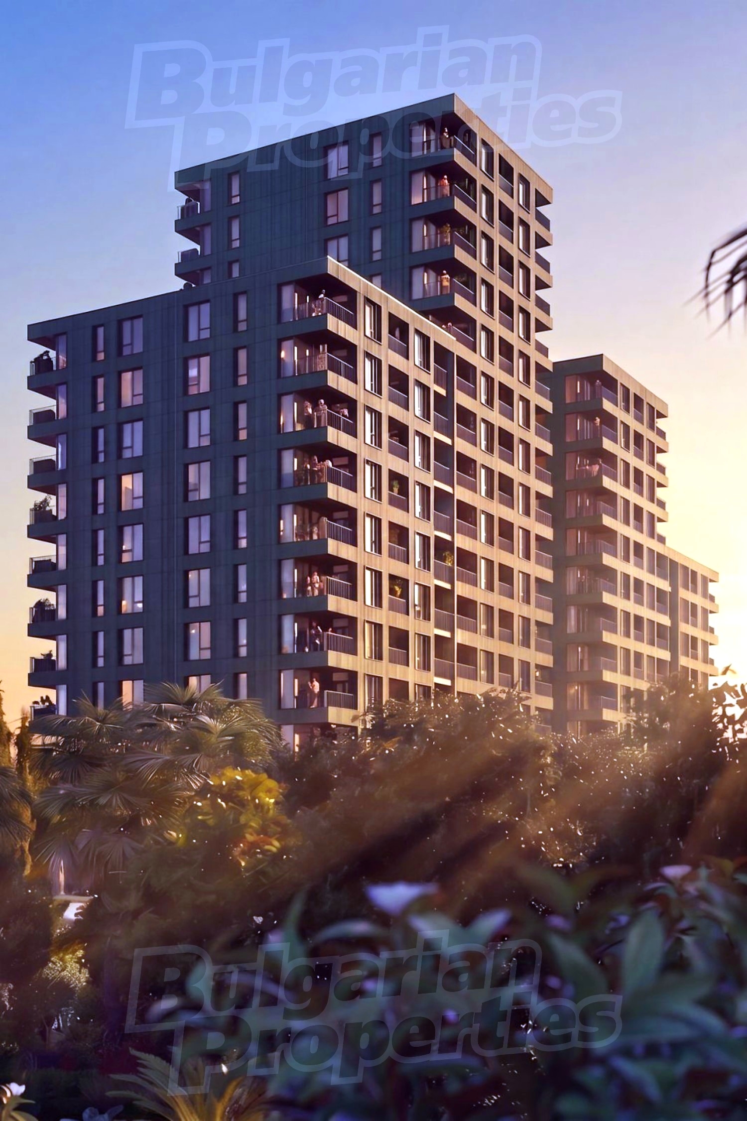 outside, facade, balcony, view from balcony, garden, green area