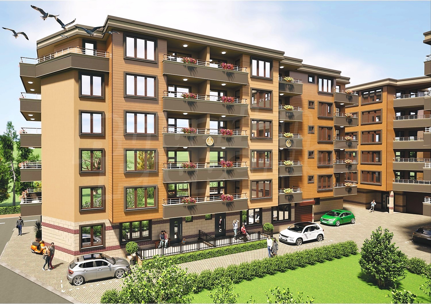facade, parking, garden, outside