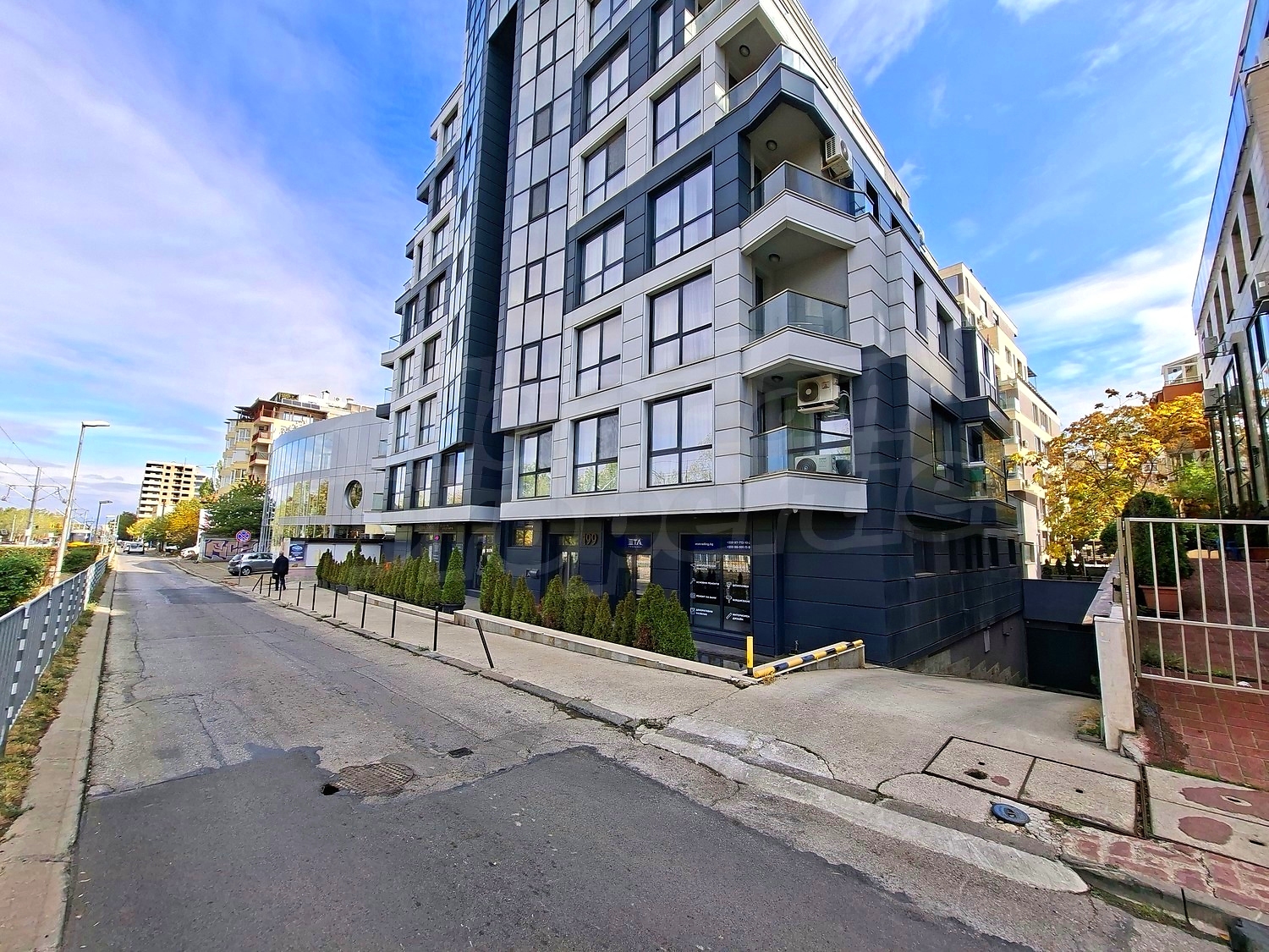 facade, outside, parking