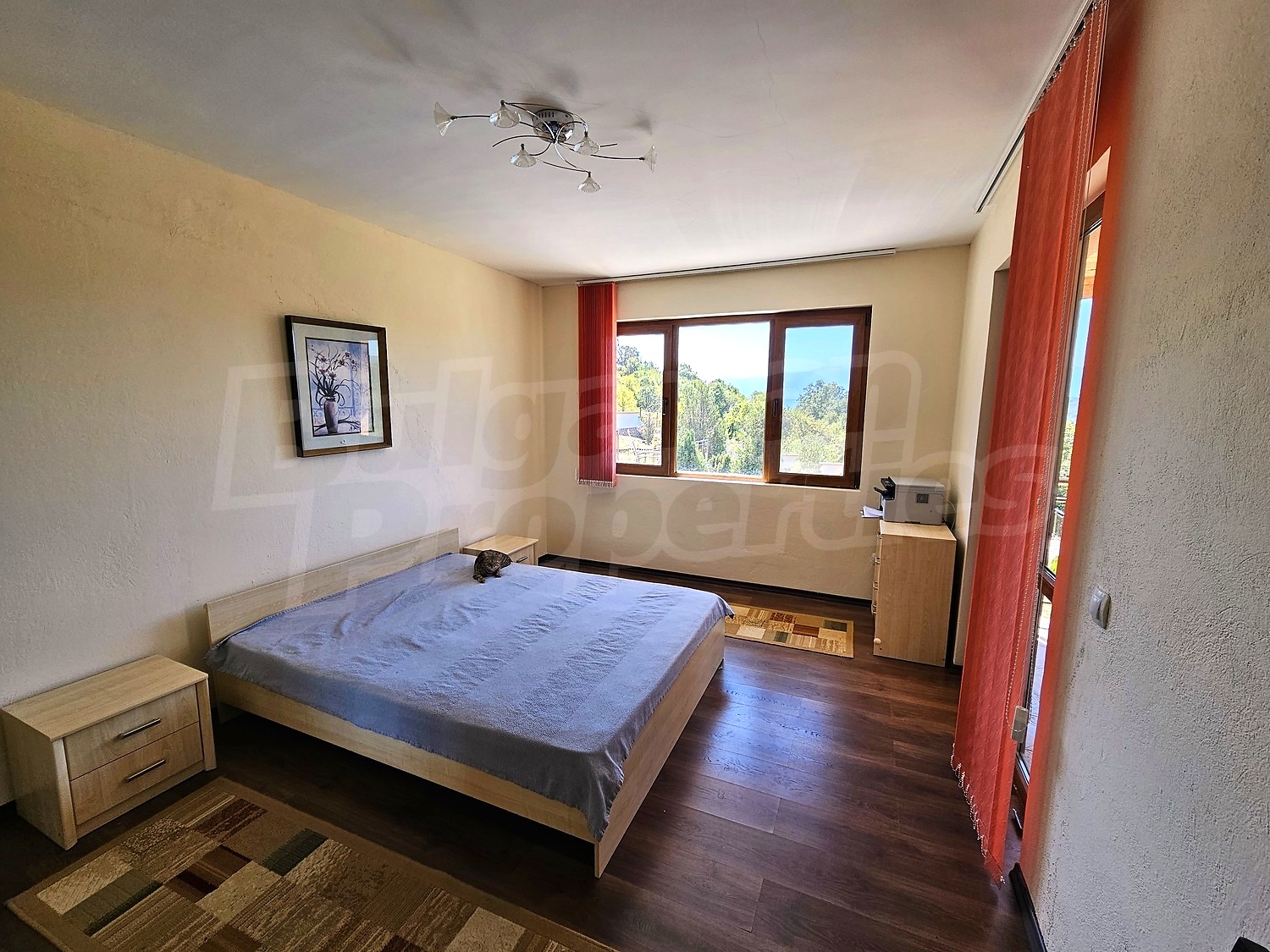 inside, bedroom, view from balcony