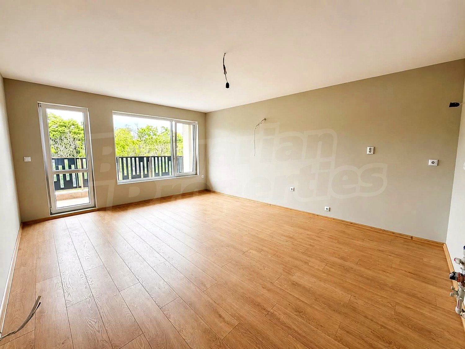 inside, balcony, unfurnished