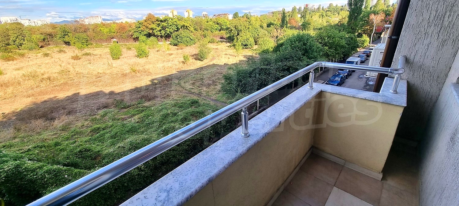 balcony, view from balcony, outside, green area