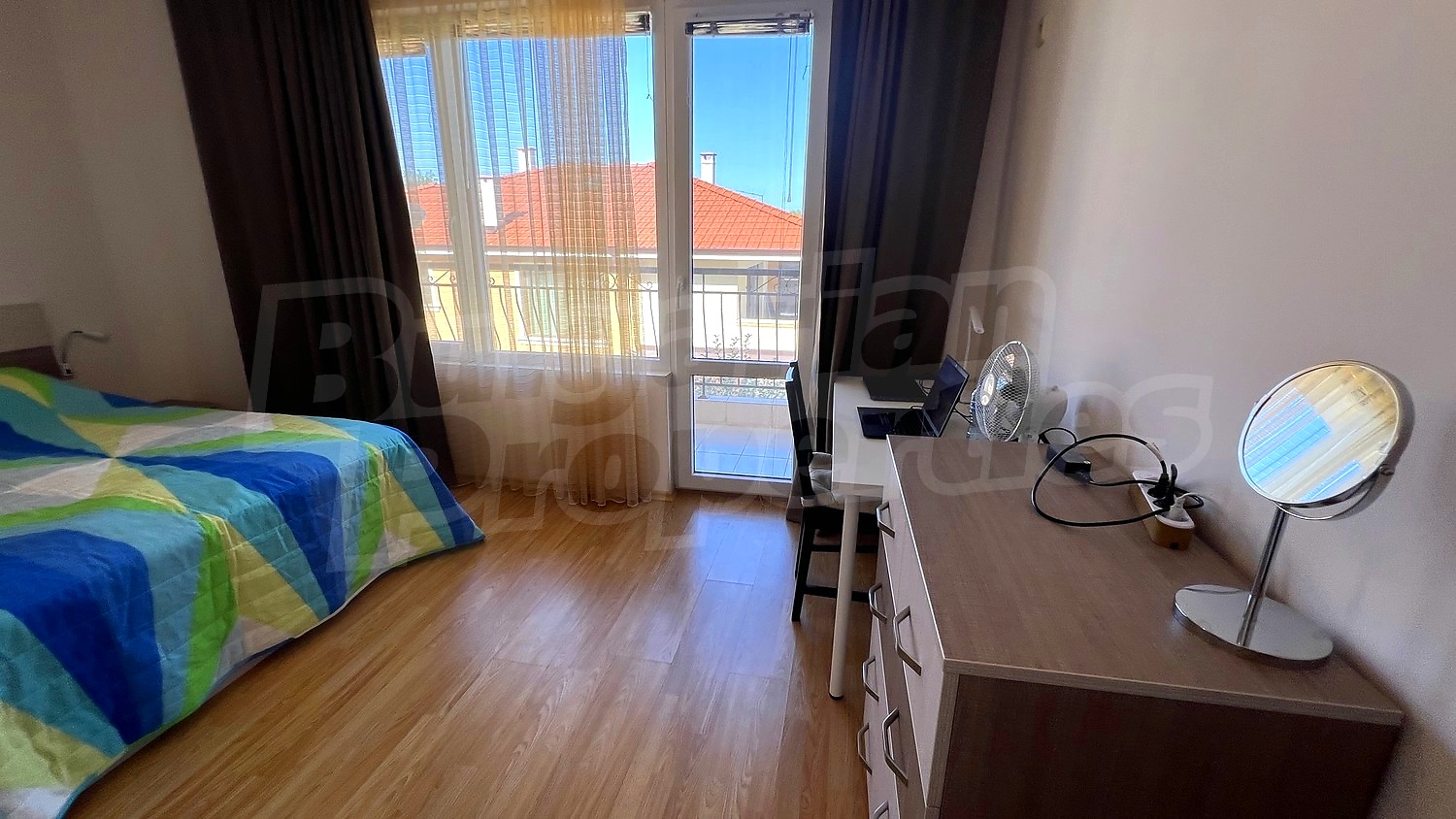 inside, bedroom, balcony, furnished