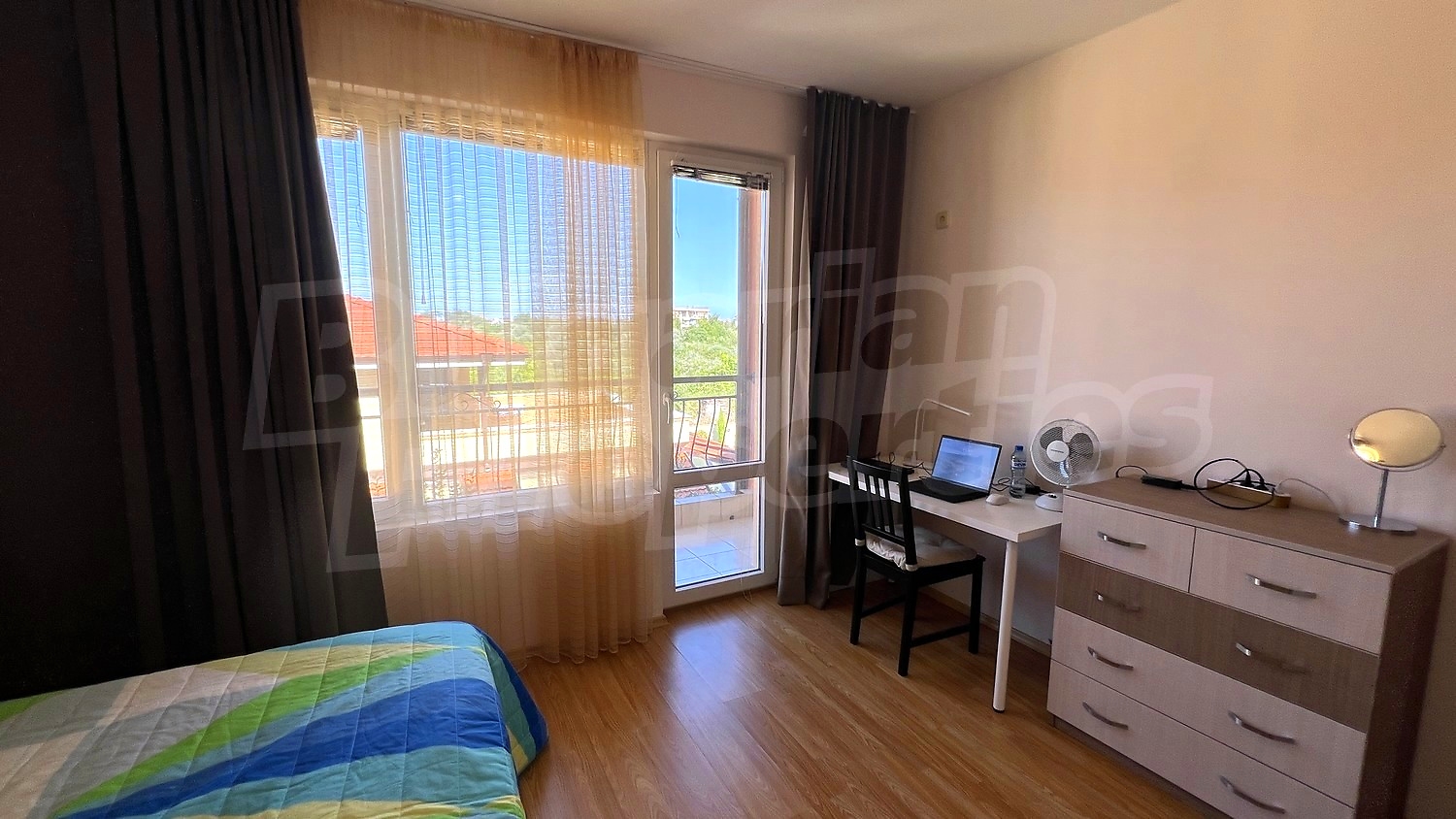 inside, bedroom, balcony, furnished