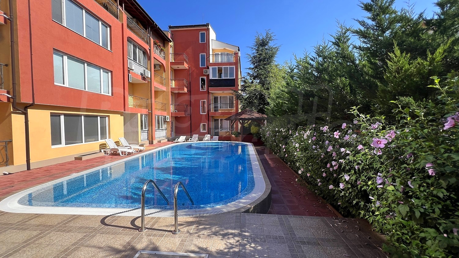 outside, pool, facade, garden