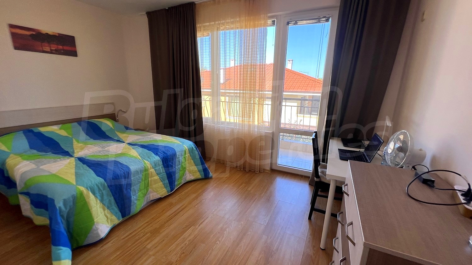 inside, bedroom, balcony, furnished