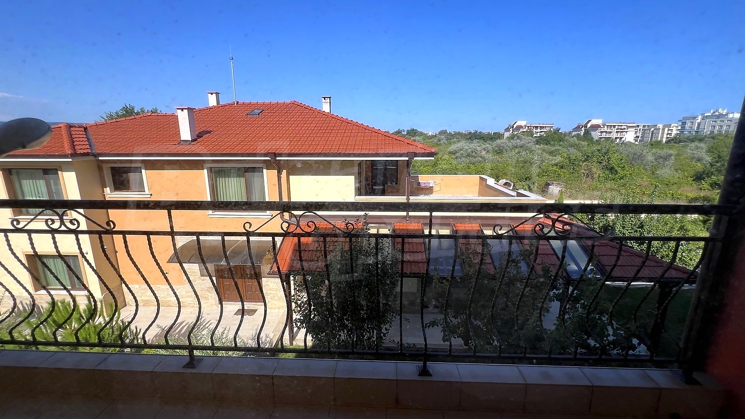 outside, view from balcony, facade, green area