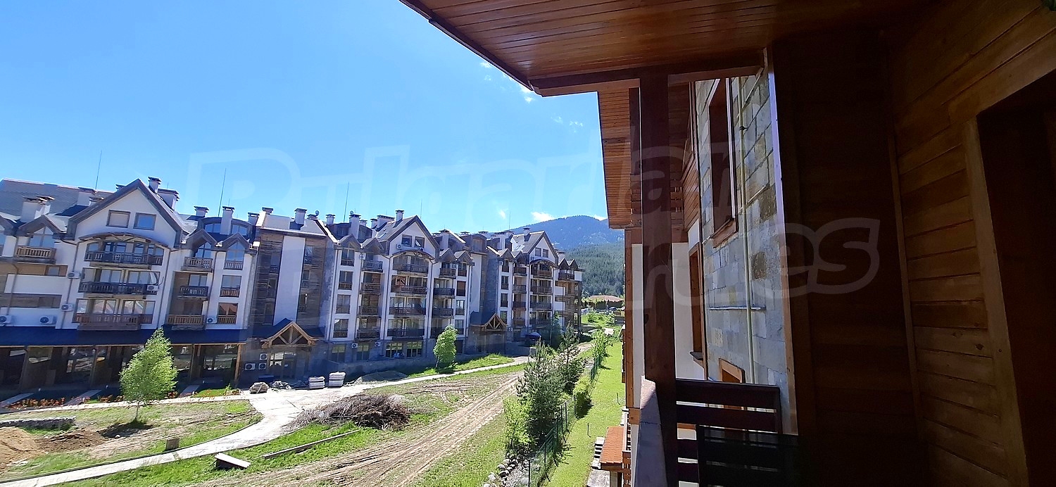 outside, view from balcony, mountain, green area