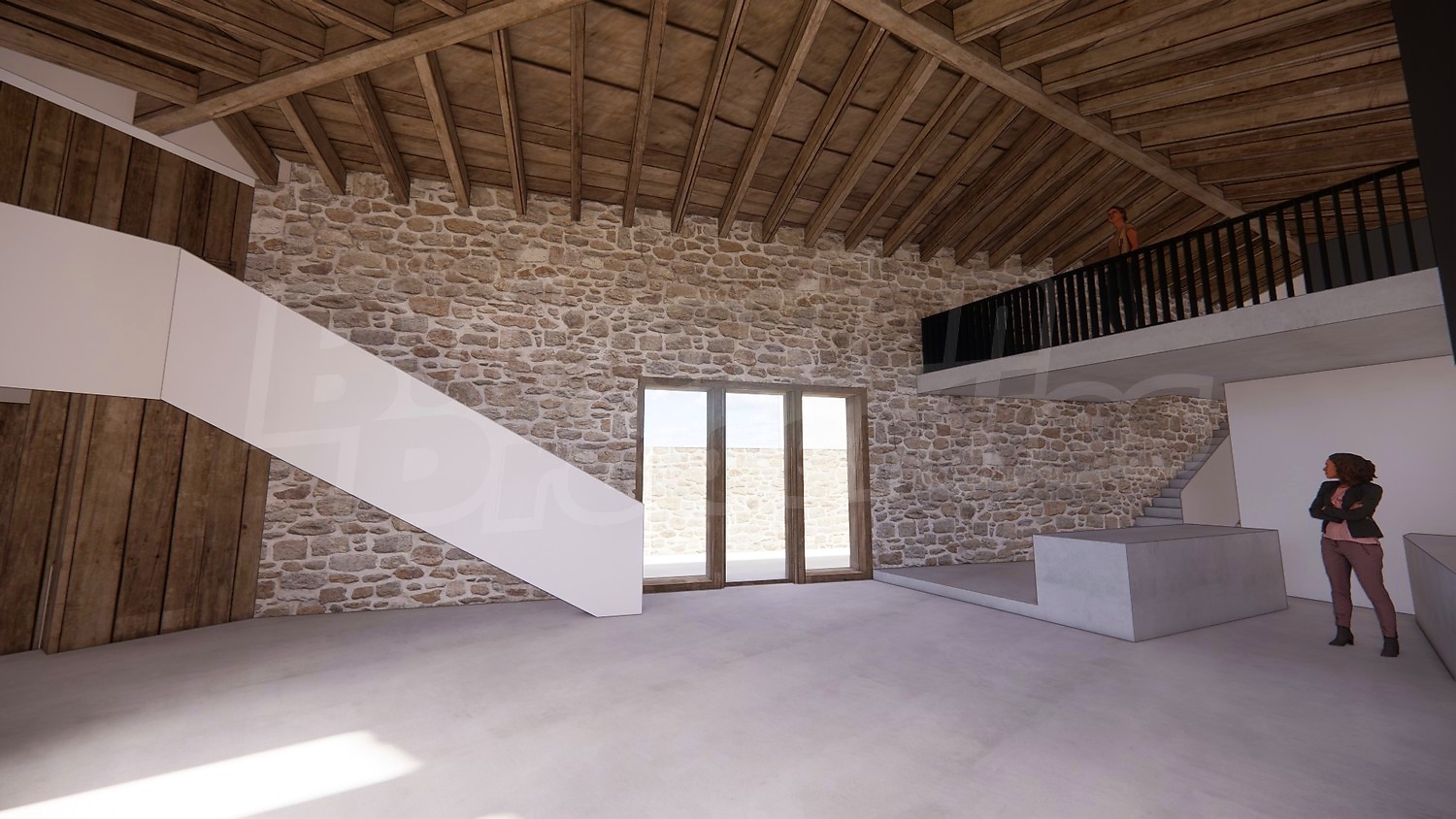 inside, living room, stairs