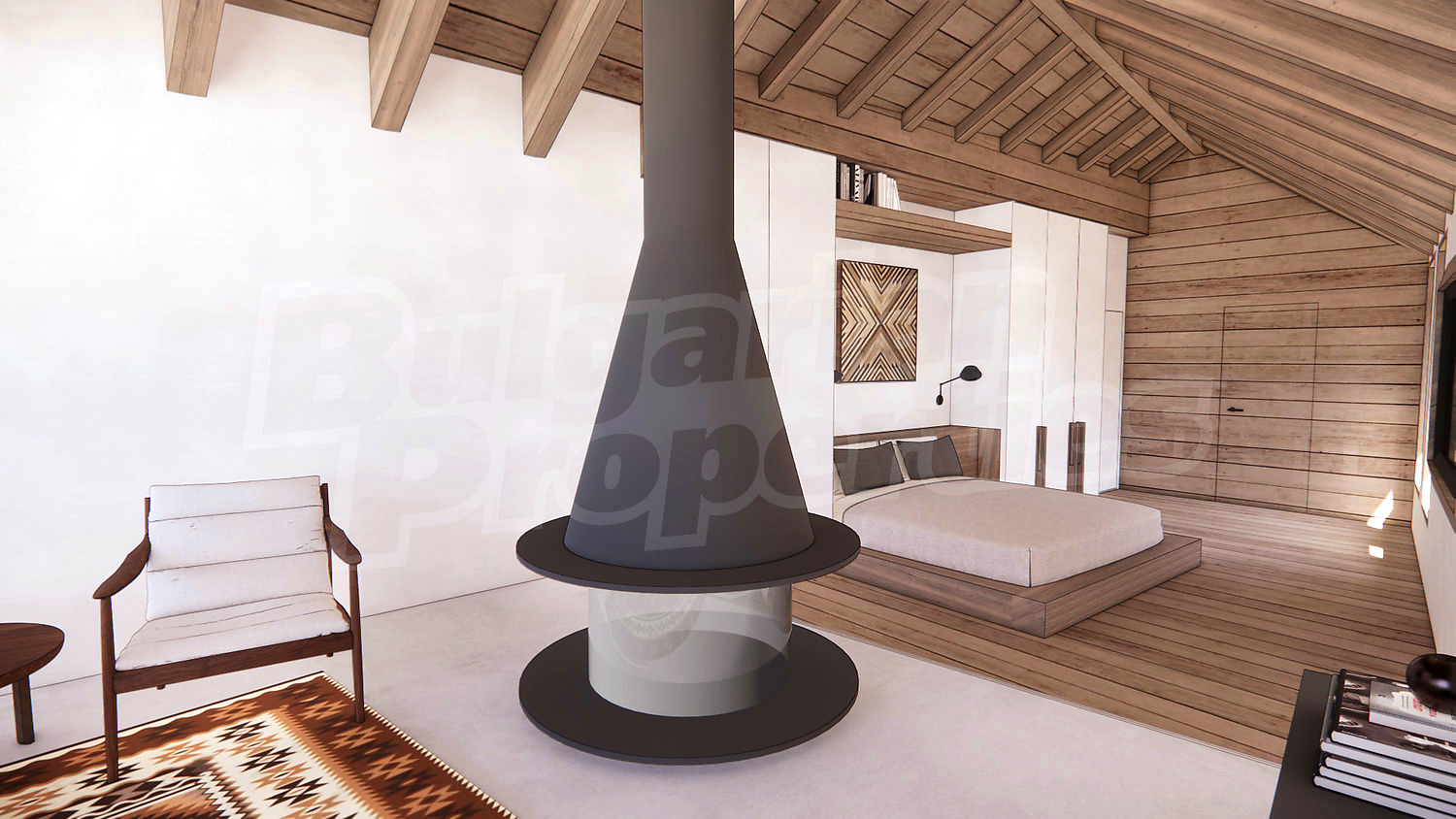 inside, bedroom, fireplace, furnished