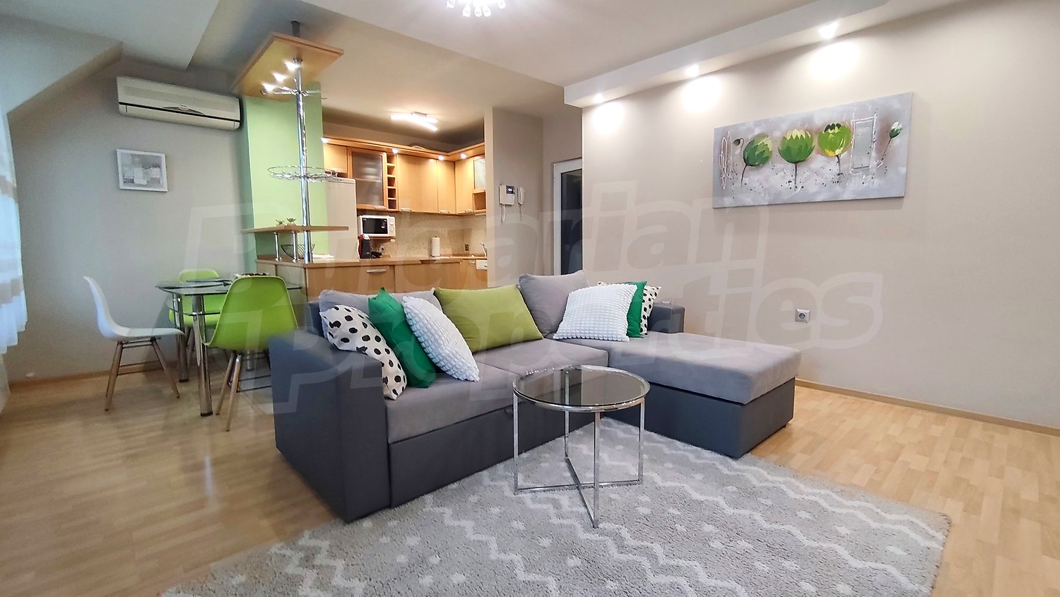 inside, living room, kitchen, furnished