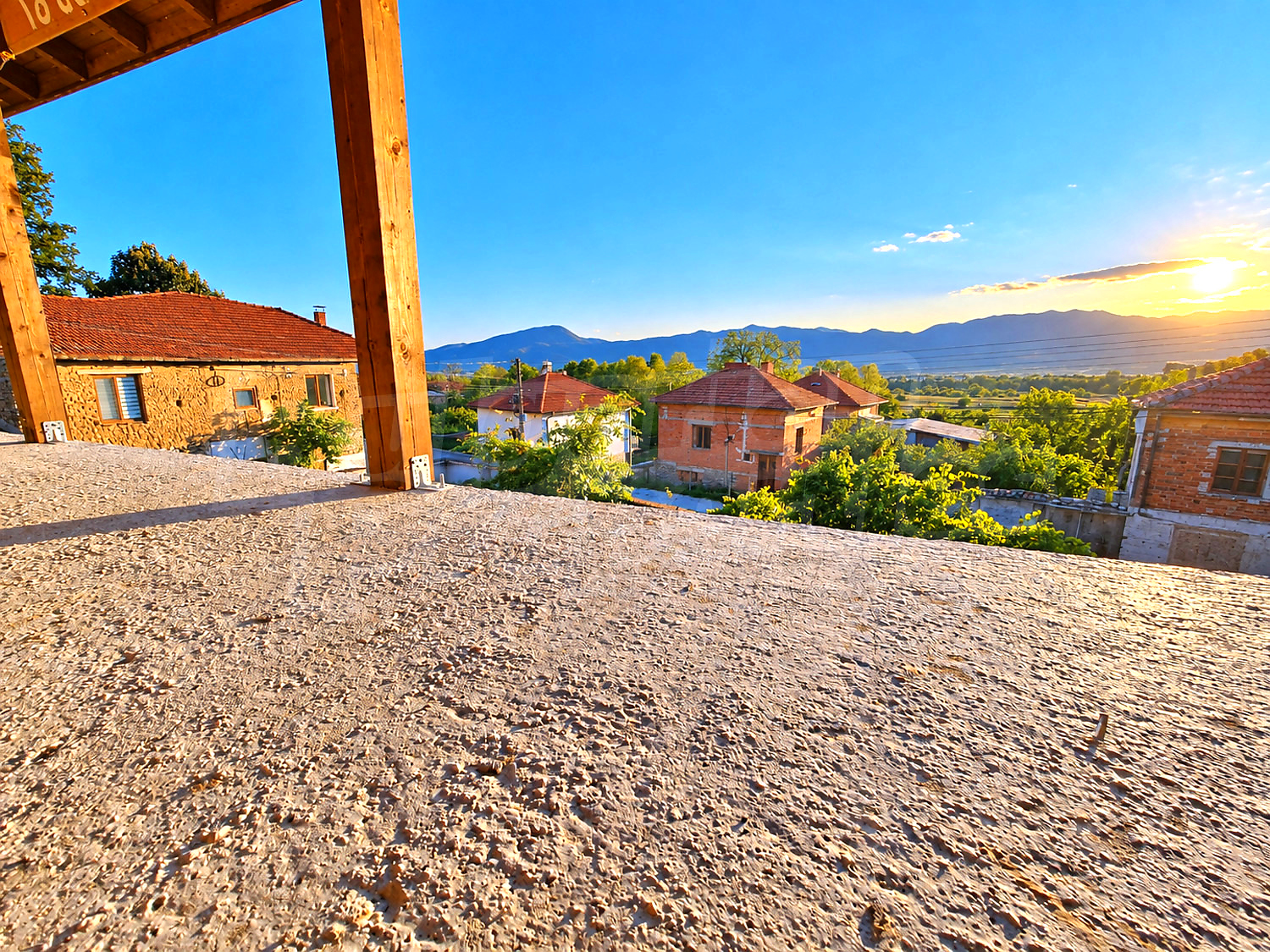 balcony, view from balcony, mountain, outside