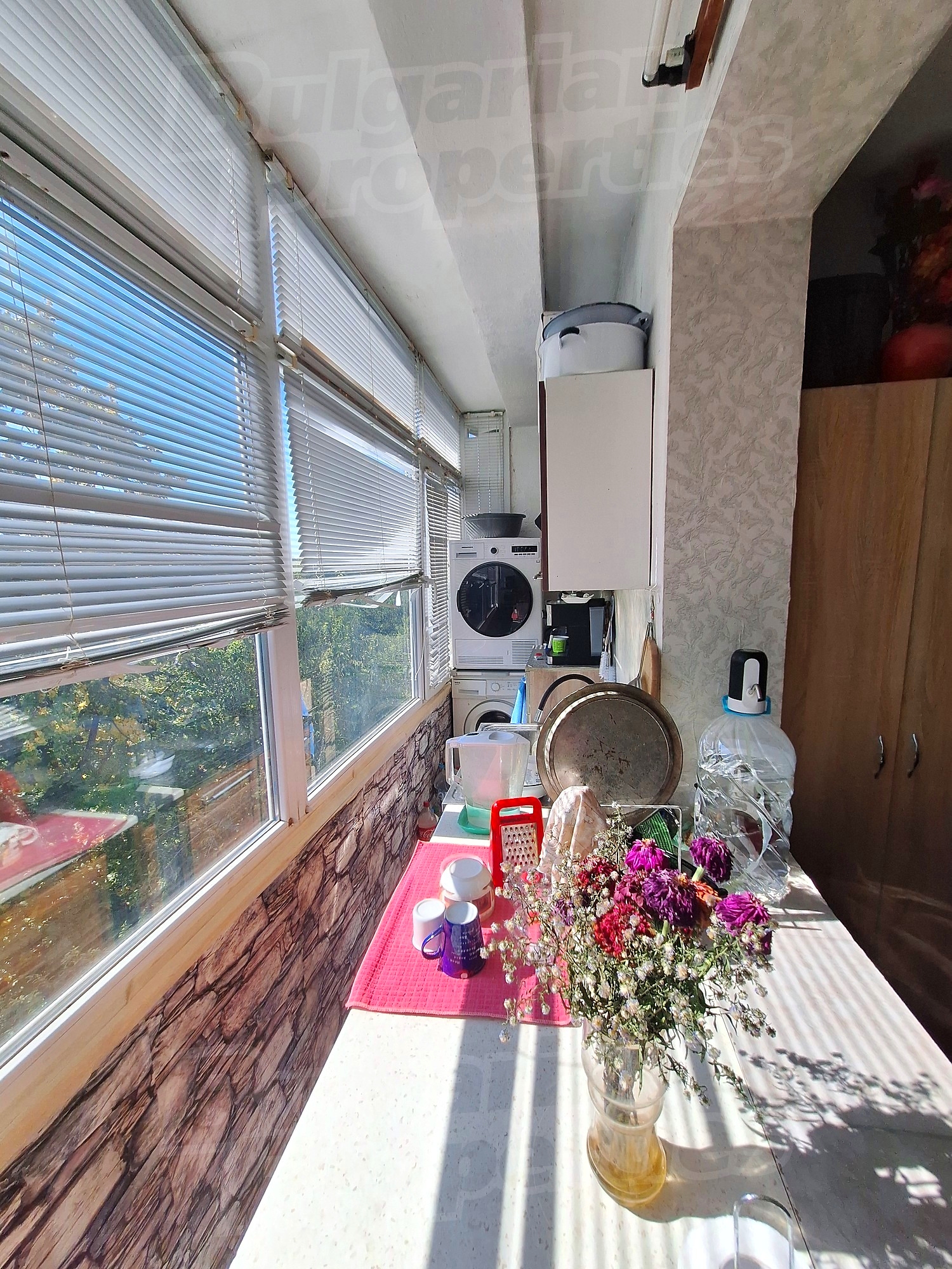 inside, kitchen, balcony, furnished