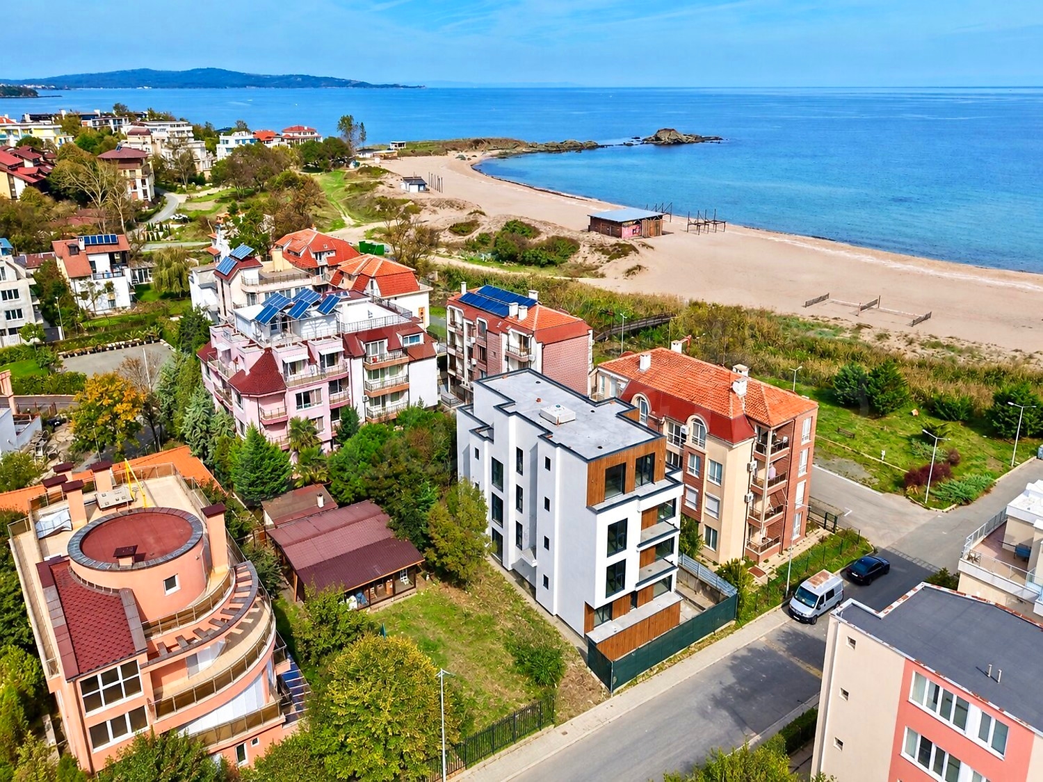 outside, sea, facade, garden, view from balcony