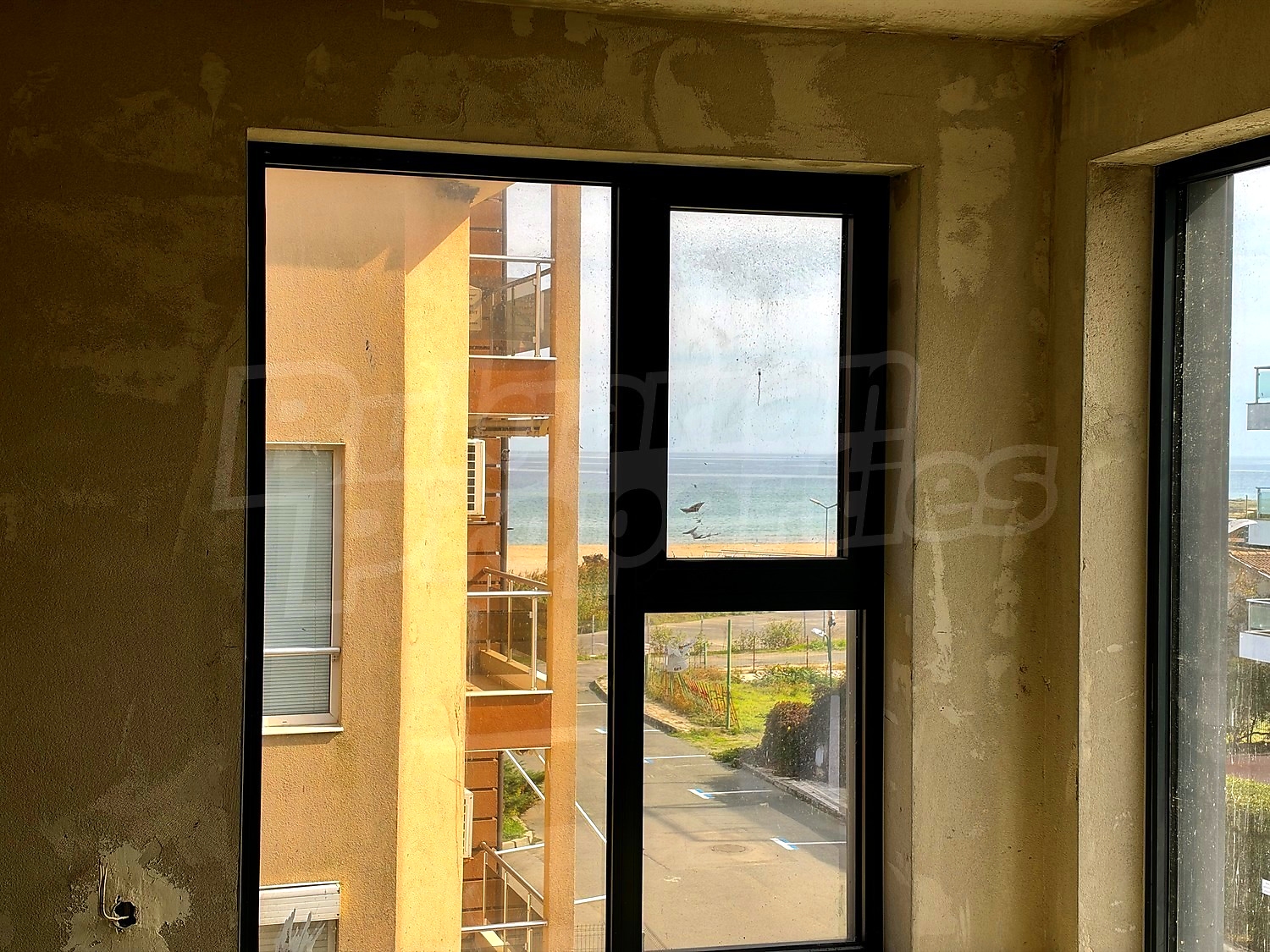 inside, view from balcony, sea
