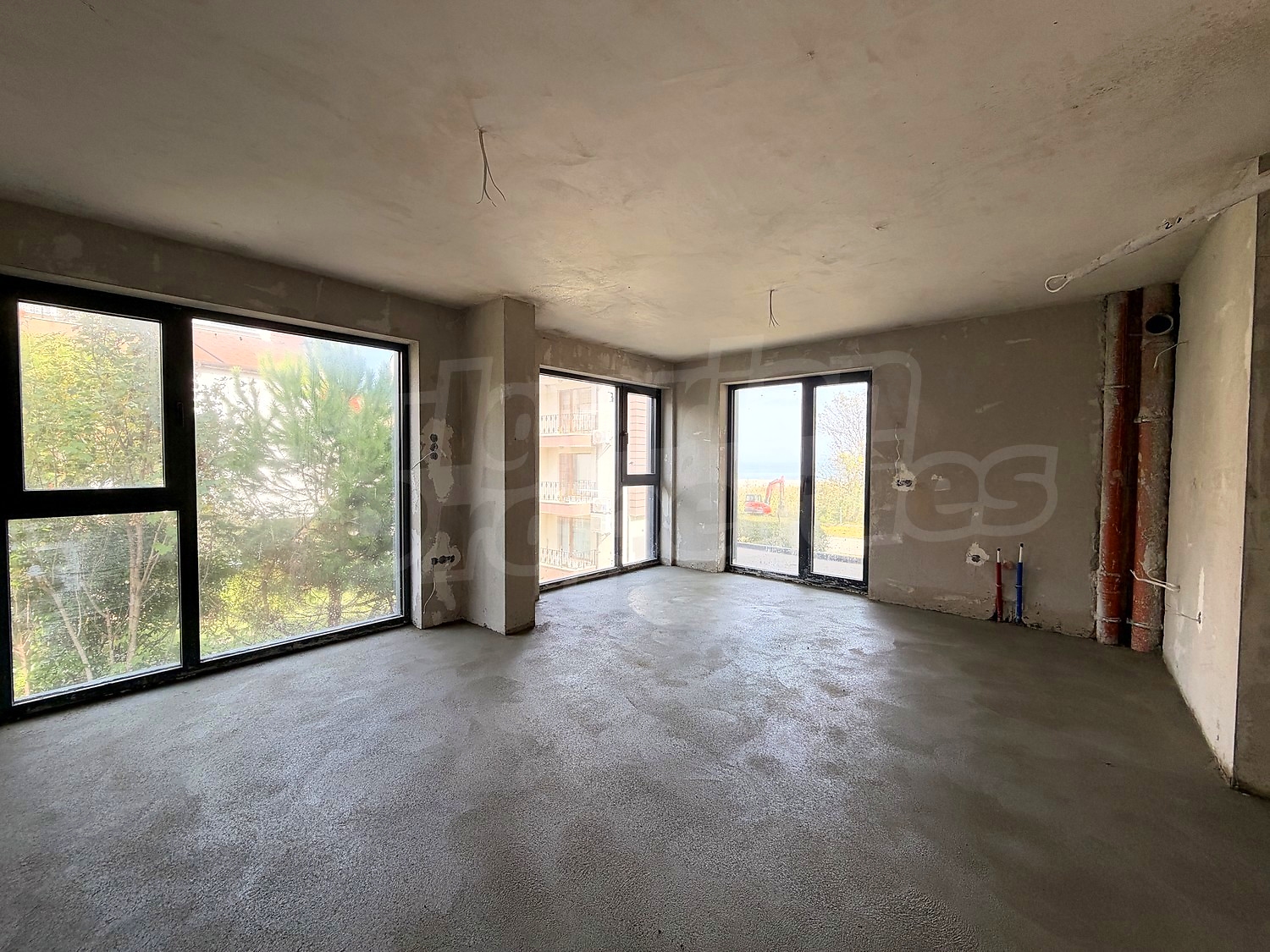 inside, view from balcony, unfurnished
