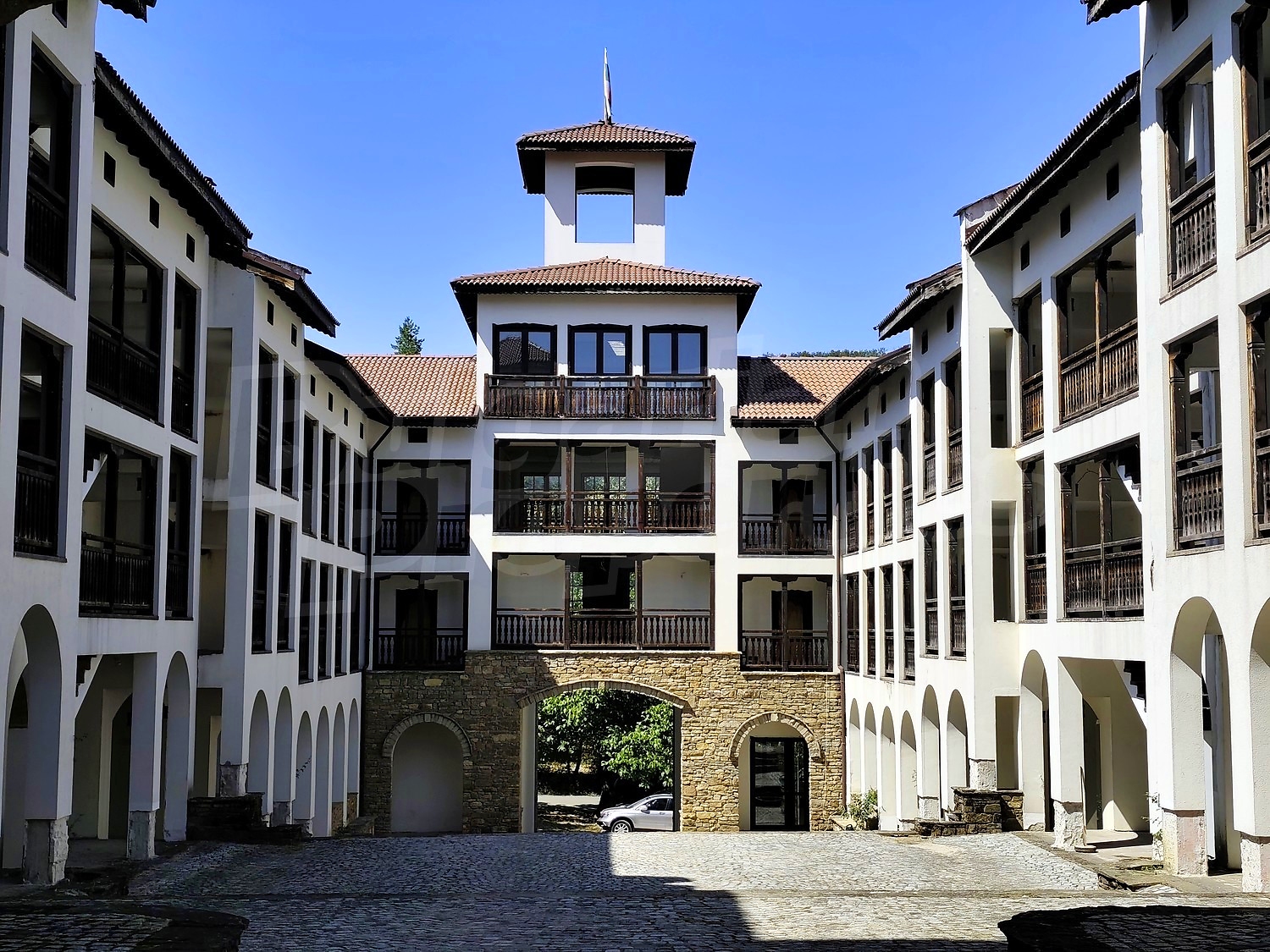 facade, outside, inside building entrance