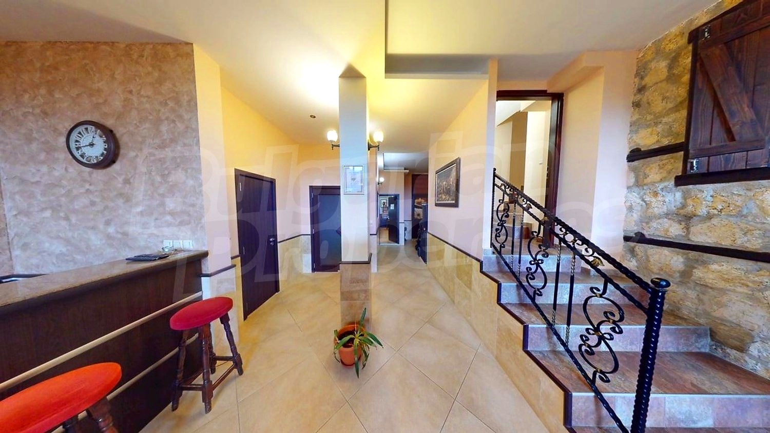 inside, hallway, stairs, furnished